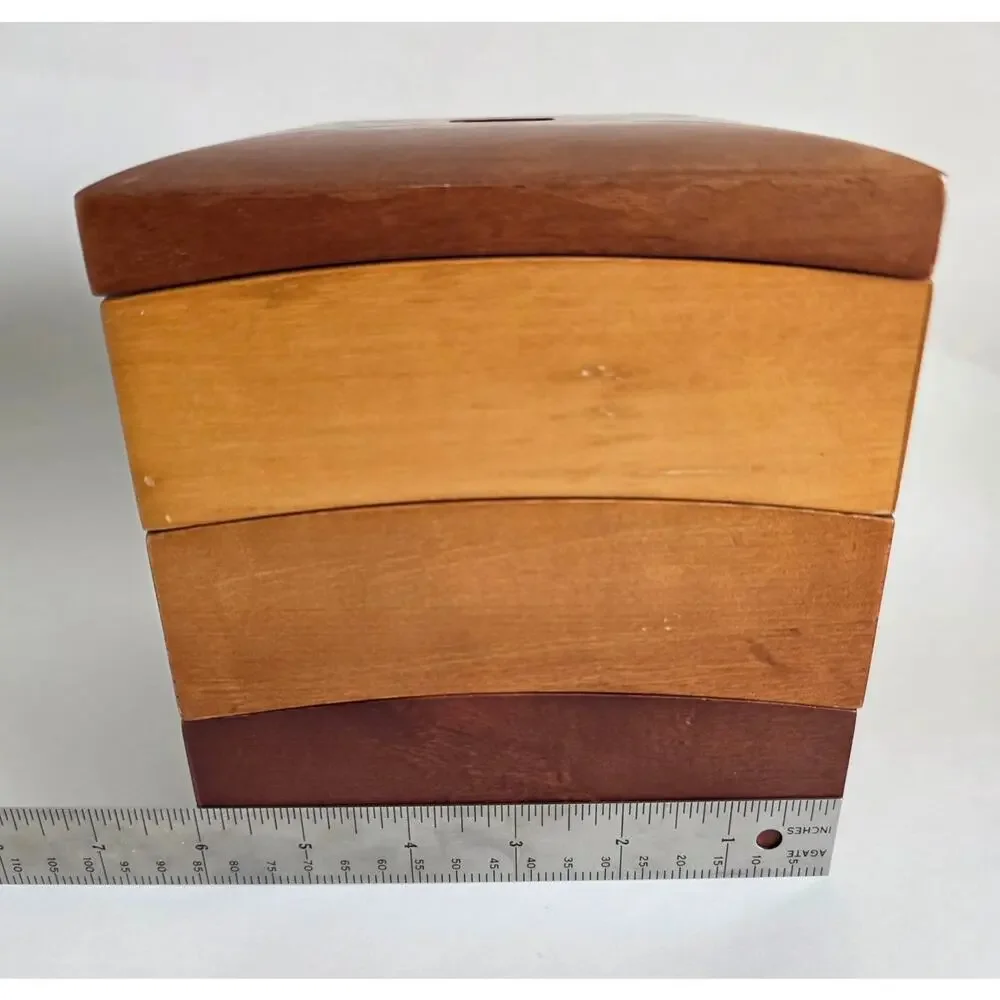 Hold Everything Wooden Valet Jewelry Box Organizer Removable Tray Brown